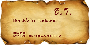 Bordán Taddeus névjegykártya